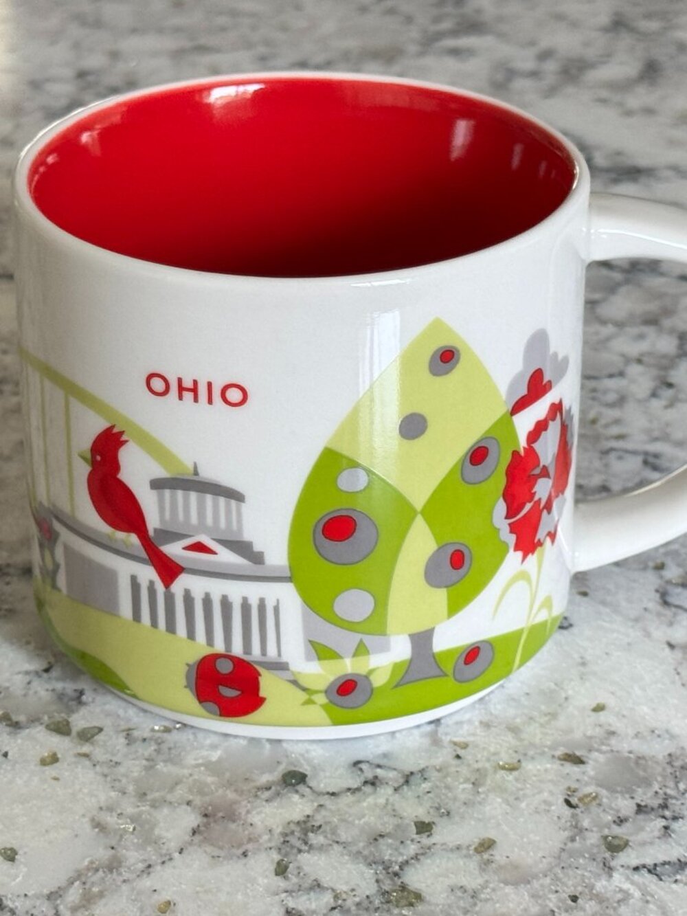 Starbucks Ohio You Are Here 14 Oz Mug 2014 Red Interior YAH Collectible